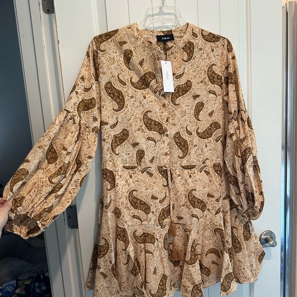 Aakaa Brown and Cream Paisley Dress - Picture 3 of 4